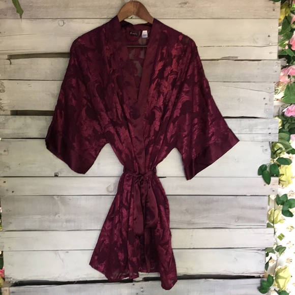 Frederick’s of Hollywood Lingerie Set Wine Lace Chemise & Kimono Sz 2X Bows - Picture 4 of 11